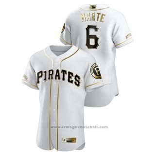 Maglia Baseball Uomo Pittsburgh Pirates Starling Marte Golden Edition Autentico Bianco