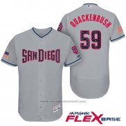 Maglia Baseball Uomo San Diego Padres 2017 Stelle e Strisce Kevin Quackenbush Grigio Flex Base