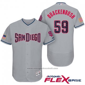 Maglia Baseball Uomo San Diego Padres 2017 Stelle e Strisce Kevin Quackenbush Grigio Flex Base