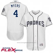 Maglia Baseball Uomo San Diego Padres 4 Wil Myers Bianco 2017 Flex Base
