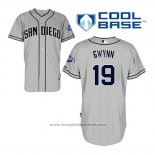 Maglia Baseball Uomo San Diego Padres Tony Gwynn 19 Grigio Cool Base