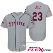 Maglia Baseball Uomo Seattle Mariners 2017 Stelle e Strisce Nelson Cruz Grigio Flex Base