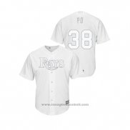 Maglia Baseball Uomo Tampa Bay Rays Colin Poche 2019 Players Weekend Replica Bianco