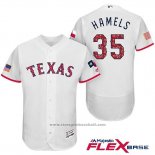 Maglia Baseball Uomo Texas Rangers 2017 Stelle e Strisce Cole Hamels Bianco Flex Base