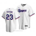 Maglia Baseball Uomo Texas Rangers Jose Trevino Replica Home Bianco