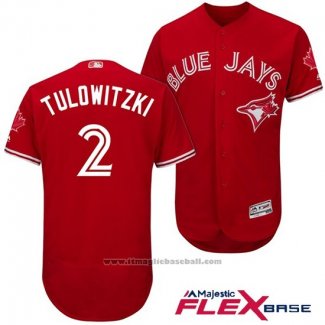 Maglia Baseball Uomo Toronto Blue Jays 2 Troy Tulowitzki Scarlet 2017 Flex Base