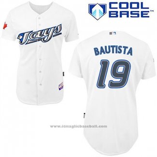 Maglia Baseball Uomo Toronto Blue Jays Bianco Jose Bautista Cool Base Giocatore