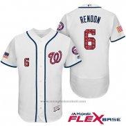 Maglia Baseball Uomo Washington Nationals 2017 Stelle e Strisce Anthony Rendon Bianco Flex Base