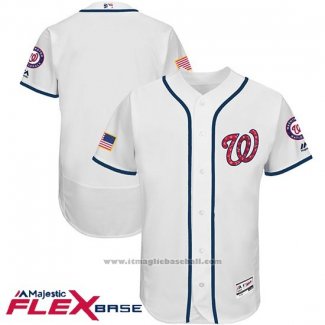 Maglia Baseball Uomo Washington Nationals 2017 Stelle e Strisce Bianco Flex Base