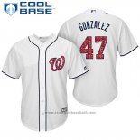 Maglia Baseball Uomo Washington Nationals 2017 Stelle e Strisce Gio Gonzalez Bianco Cool Base