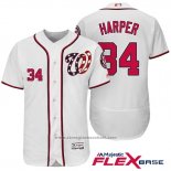 Maglia Baseball Uomo Washington Nationals 34 Bryce Harper Bianco 2017 Flex Base