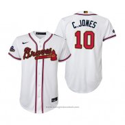 Maglia Baseball Bambino Atlanta Braves Chipper Jones 2022 Gold Program Replica Bianco