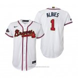 Maglia Baseball Bambino Atlanta Braves Ozzie Albies 2022 Gold Program Replica Bianco