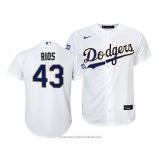 Maglia Baseball Bambino Los Angeles Dodgers Edwin Rios 2021 Gold Program Replica Bianco