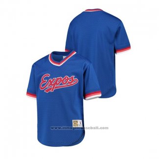 Maglia Baseball Bambino Montreal Expos Cooperstown Collection Mesh Wordmark V-Neck Blu