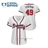 Maglia Baseball Donna Atlanta Braves Julio Teheran 2019 Postseason Cool Base Bianco