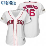 Maglia Baseball Donna Boston Red Sox 2017 Postseason 16 Andrew Benintendi Bianco Cool Base