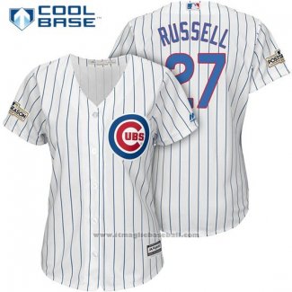 Maglia Baseball Donna Chicago Cubs 2017 Postseason 27 Addison Russell Bianco Cool Base