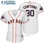 Maglia Baseball Donna Houston Astros 2017 World Series Campeones Juan Centeno Bianco Cool Base