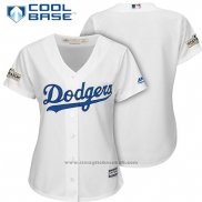 Maglia Baseball Donna Los Angeles Dodgers 2017 Postseason Bianco Cool Base