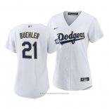 Maglia Baseball Donna Los Angeles Dodgers Walker Buehler 2021 Gold Program Replica Bianco