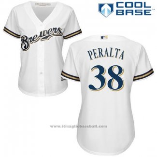Maglia Baseball Donna Milwaukee Brewers Wily Peraltan Bianco Autentico Collection Cool Base