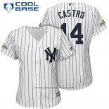 Maglia Baseball Donna New York Yankees 2017 Postseason Starlin Castro Bianco Cool Base