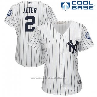 Maglia Baseball Donna New York Yankees Derek Jeter Bianco Retirement Home Cool Base