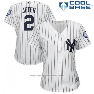Maglia Baseball Donna New York Yankees Derek Jeter Bianco Retirement Home Cool Base