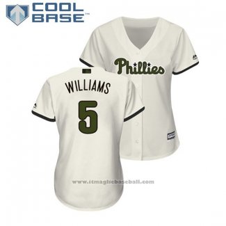 Maglia Baseball Donna Philadelphia Phillies Nick Williams 2018 Memorial Day Cool Base Crema