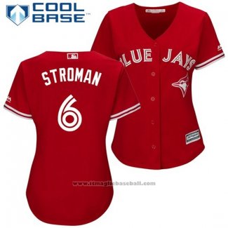 Maglia Baseball Donna Toronto Blue Jays 6 Marcus Stroman Scarlet2017 Cool Base