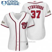 Maglia Baseball Donna Washington Nationals 2017 Postseason Stephen Strasburg Bianco Cool Base