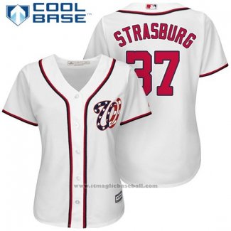 Maglia Baseball Donna Washington Nationals 37 Stephen Strasburg Bianco 2017 Cool Base