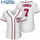 Maglia Baseball Donna Washington Nationals 7 Trea Turner Bianco 2017 Cool Base