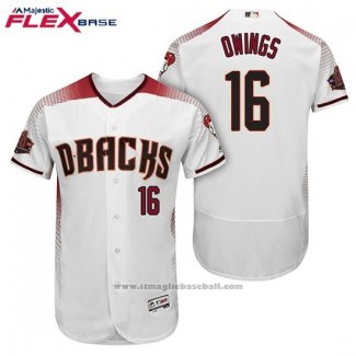 Maglia Baseball Uomo Arizona Diamondbacks 16 Chris Owings Bianco Rosso Home Flex Base