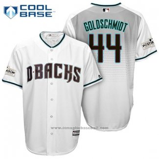 Maglia Baseball Uomo Arizona Diamondbacks 2017 Postseason 44 Paul Goldschmidt Bianco Cool Base