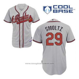 Maglia Baseball Uomo Atlanta Braves 29 John Smoltz Grigio Cool Base