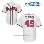 Maglia Baseball Uomo Atlanta Braves 49 Julio Teheran Bianco Home Cool Base