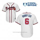 Maglia Baseball Uomo Atlanta Braves 6 Bobby Cox Bianco Home Cool Base