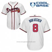 Maglia Baseball Uomo Atlanta Braves 8 Bob Uecker Bianco Home Cool Base