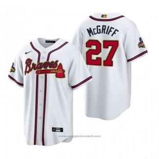 Maglia Baseball Uomo Atlanta Braves Fred Mcgriff 2022 Gold Program Replica Bianco