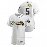 Maglia Baseball Uomo Atlanta Braves Freddie Freeman Golden Edition Autentico Bianco