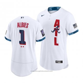 Maglia Baseball Uomo Atlanta Braves Ozzie Albies 2021 All Star Autentico Bianco