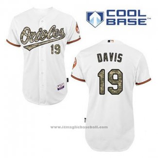 Maglia Baseball Uomo Baltimore Orioles 19 Chris Davis Bianco Usmc Cool Base