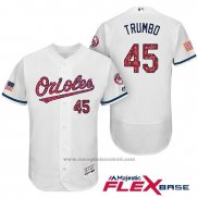 Maglia Baseball Uomo Baltimore Orioles 2017 Stelle E Strisce 45 Mark Trumbo Bianco Flex Base