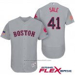 Maglia Baseball Uomo Boston Red Sox 2017 Stelle e Strisce 41 Chris Sale Grigio Flex Base