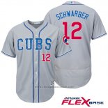 Maglia Baseball Uomo Chicago Cubs 12 Kyle Schwarber Autentico Collection Flex Base Grigio