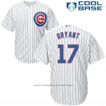 Maglia Baseball Uomo Chicago Cubs 17 Kris Bryant Bianco Autentico Collection Cool Base