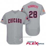 Maglia Baseball Uomo Chicago Cubs 2017 Stelle e Strisce Cubs 28 Kyle Hendricks Grigio Flex Base