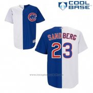 Maglia Baseball Uomo Chicago Cubs 23 Ryne Sandberg Bianco Blu Split Fashion Cool Base